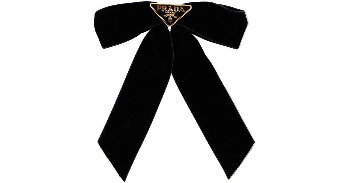 Prada Velvet Hair Bow in Black | Lyst