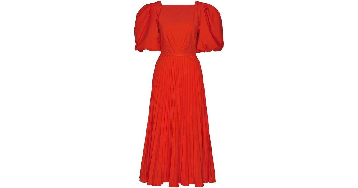 Johanna Ortiz Viva La Vida Poplin Midi Dress in Red | Lyst