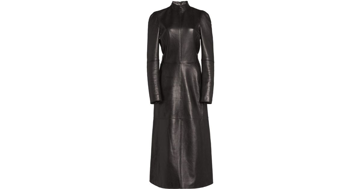 Balenciaga Fitted Leather Midi Dress in Black | Lyst