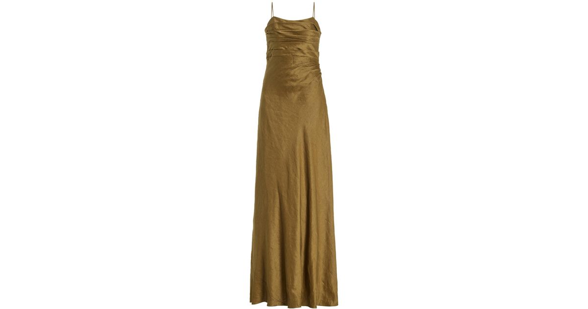Aje. Clarice Draped Linen-blend Maxi Dress in Natural | Lyst Australia