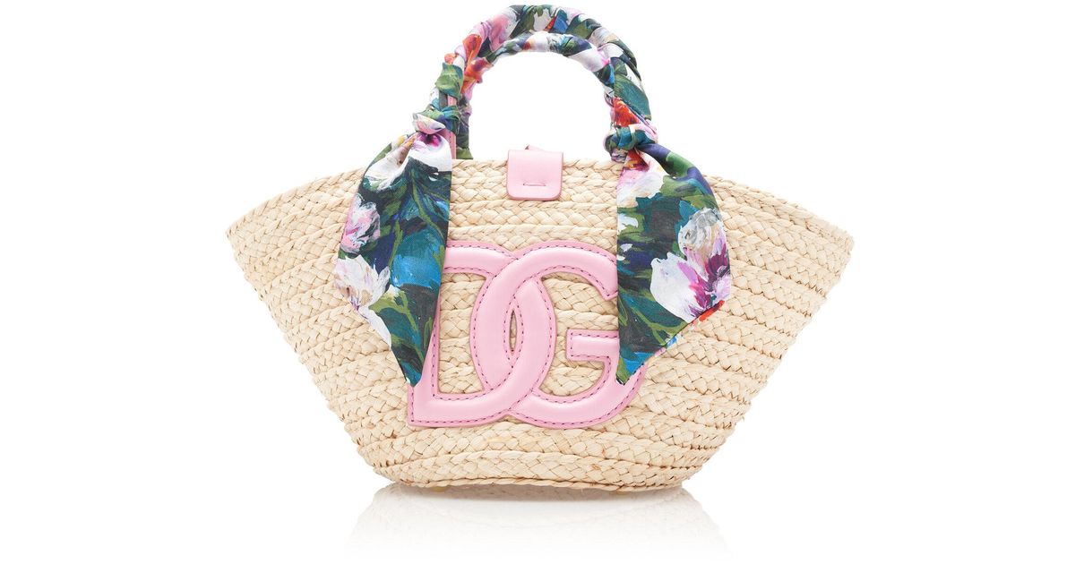 Dolce & Gabbana Kendra Raffia Tote Bag in Pink | Lyst