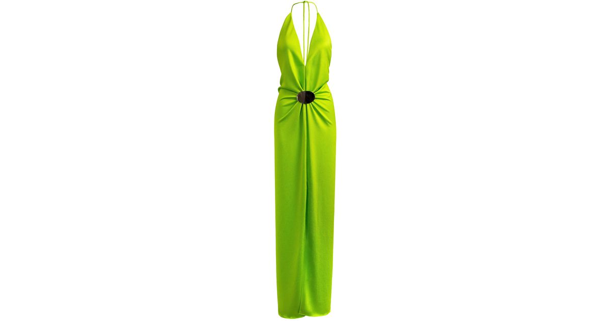 silvia tcherassi rowan gathered satin maxi dress Rowan Gathered Satin Plunging Halter Maxi Dress