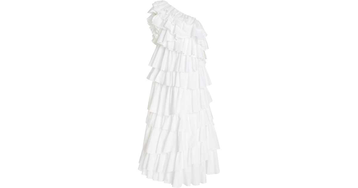 Ulla Johnson Ariadne Tiered Off-shoulder Cotton Gown in White | Lyst