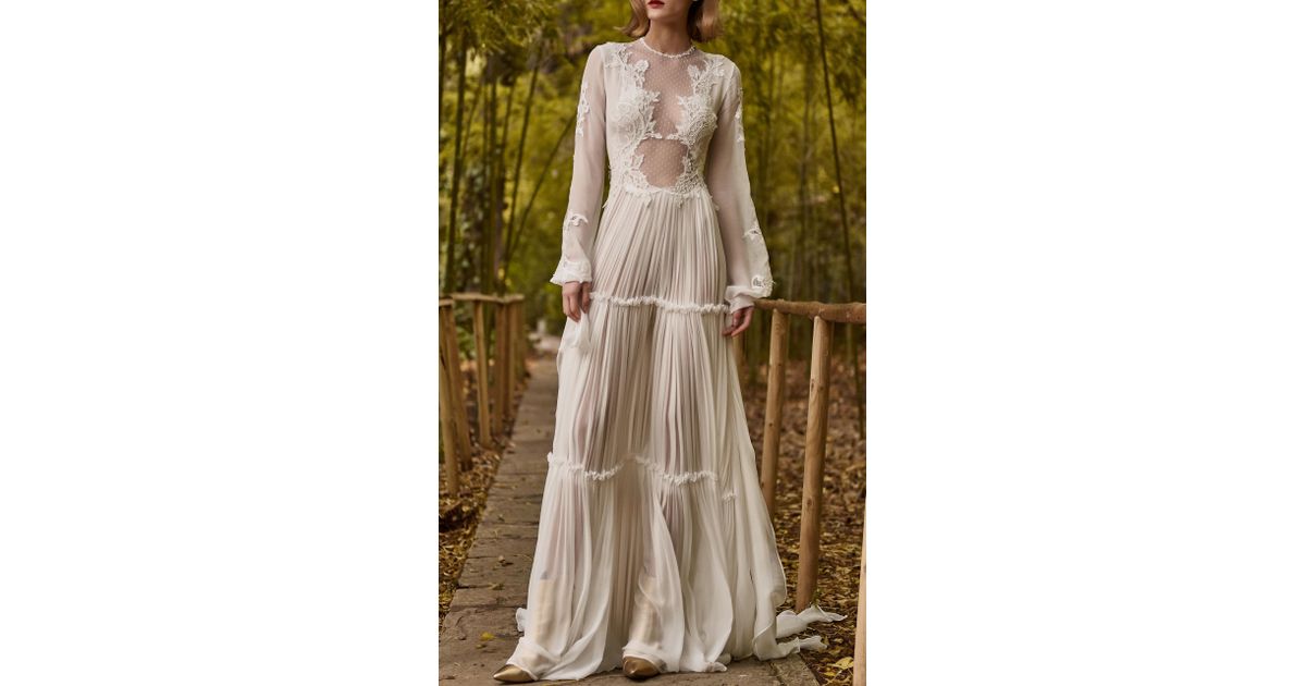 white silk chiffon dress