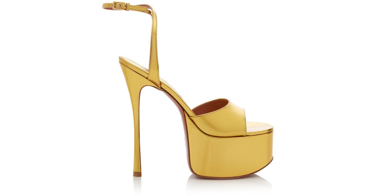 AMINA MUADDI Aya Platform Leather Sandals in Metallic | Lyst UK