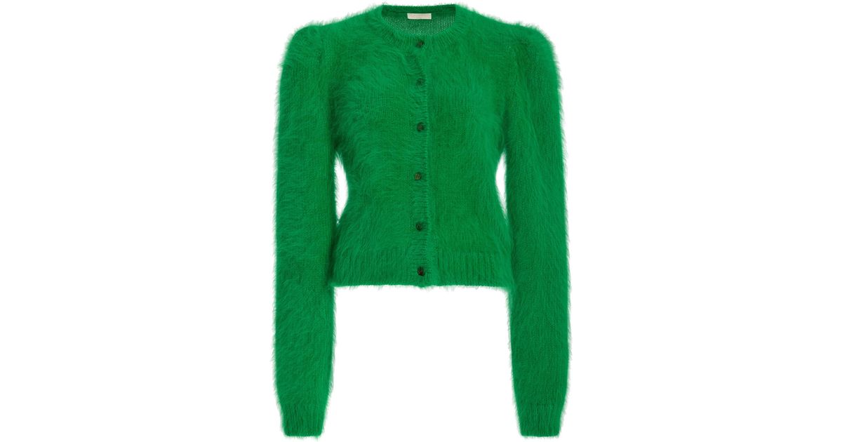 Ulla Johnson Aisha Fuzzy Angora-blend Knit Cardigan in Green | Lyst