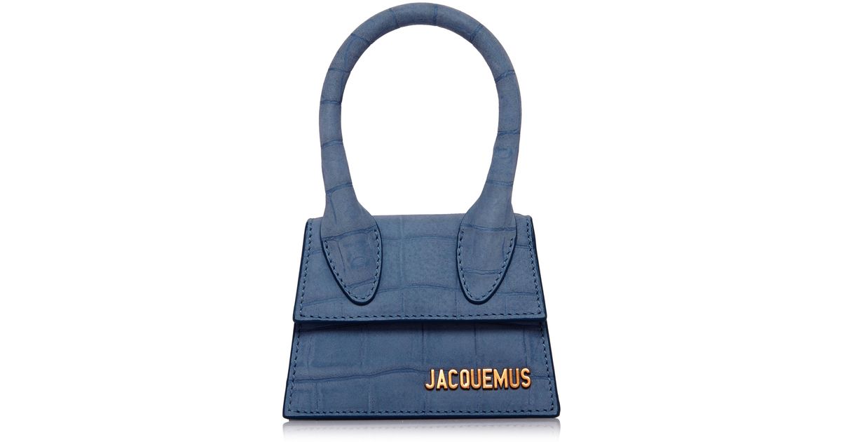 Jacquemus Le Chiquito Croc-effect Suede Leather Bag in Blue - Lyst
