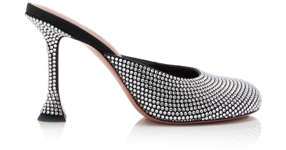 AMINA MUADDI Embellished satin Iris mules Amina Muaddi