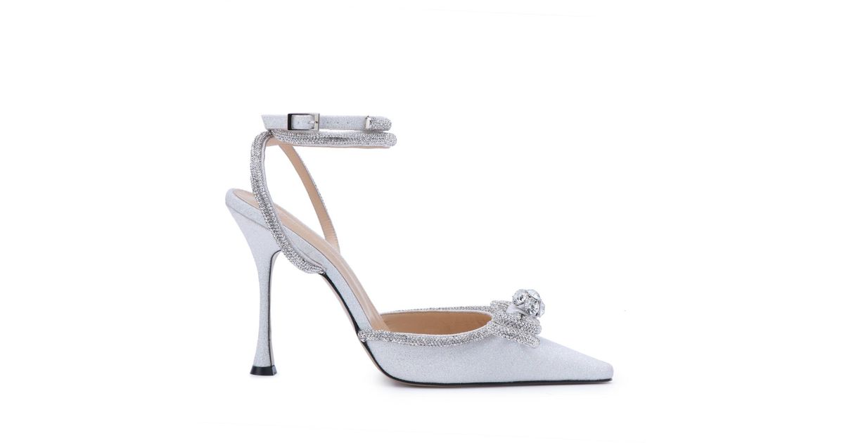 crystal double bow pointed toe pump mach & mach
