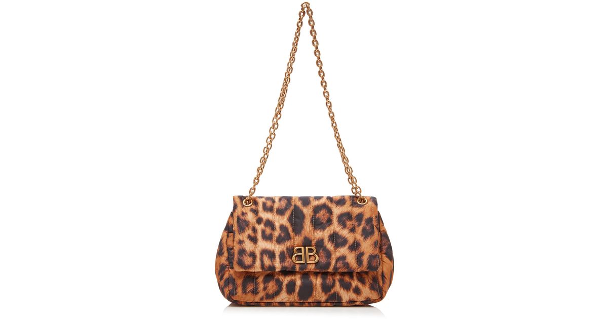 送料込 BALENCIAGA Crush Medium Chain Bag With Leopard Print Balenciaga Monaco Mini Leopard-Print Nylon Shoulder Bag