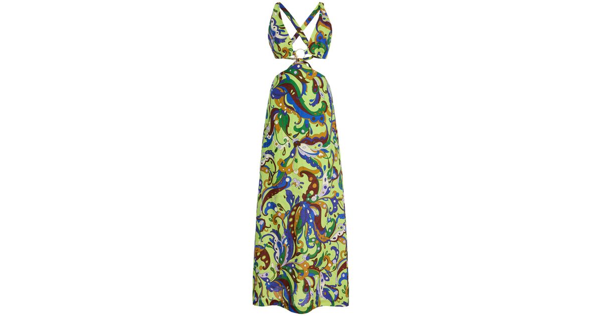 ALMAIS Yvette Cutout Linen Midi Dress in White | Lyst UK
