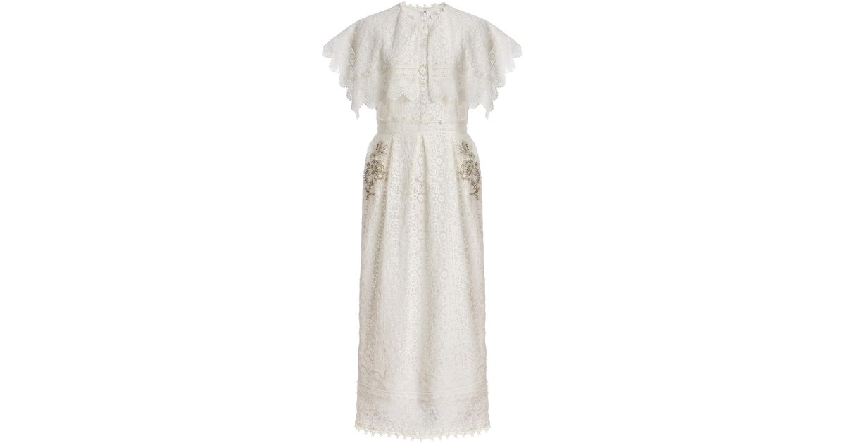 chinese dress ladies Embroidered Jacquard Flared Midi Dress, Ivory / 8
