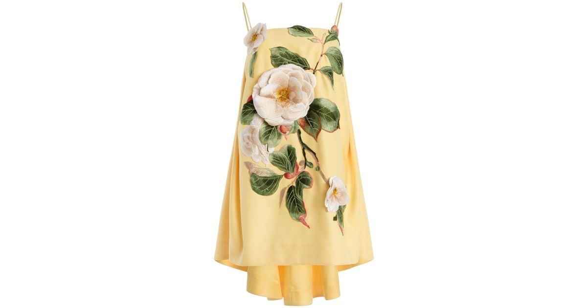 LEO LIN Exclusive Felicia Appliqud Camelia-Printed Mini Dress in Metallic  | Lyst