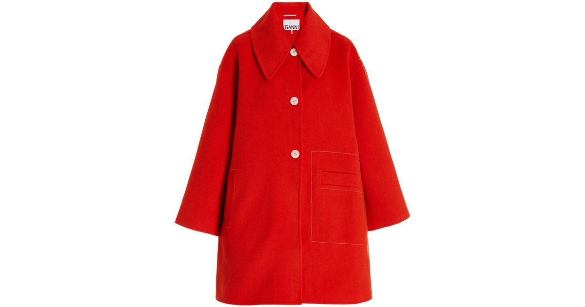 ★Ganni★ Wide collar coat brown F8327554 F8327554FW23 MUSINSA | GANNI Wide Collar Coat - Brown / F8327554