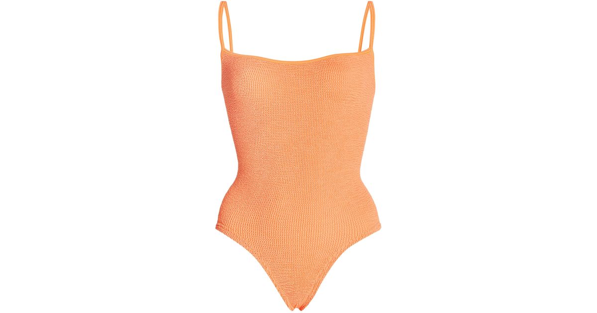 Hunza G Pamela Seersucker One piece Swimsuit In Orange Lyst Canada