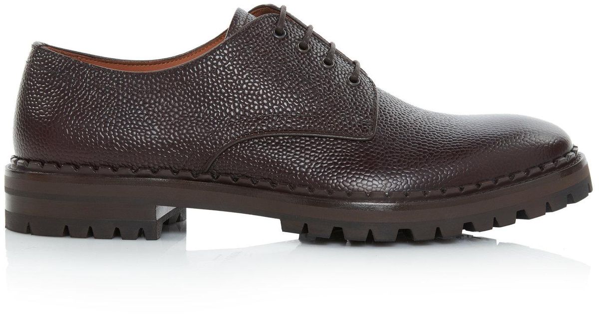 Lanvin Pebble-grain Leather Derby Shoes in Brown for Men - Lyst