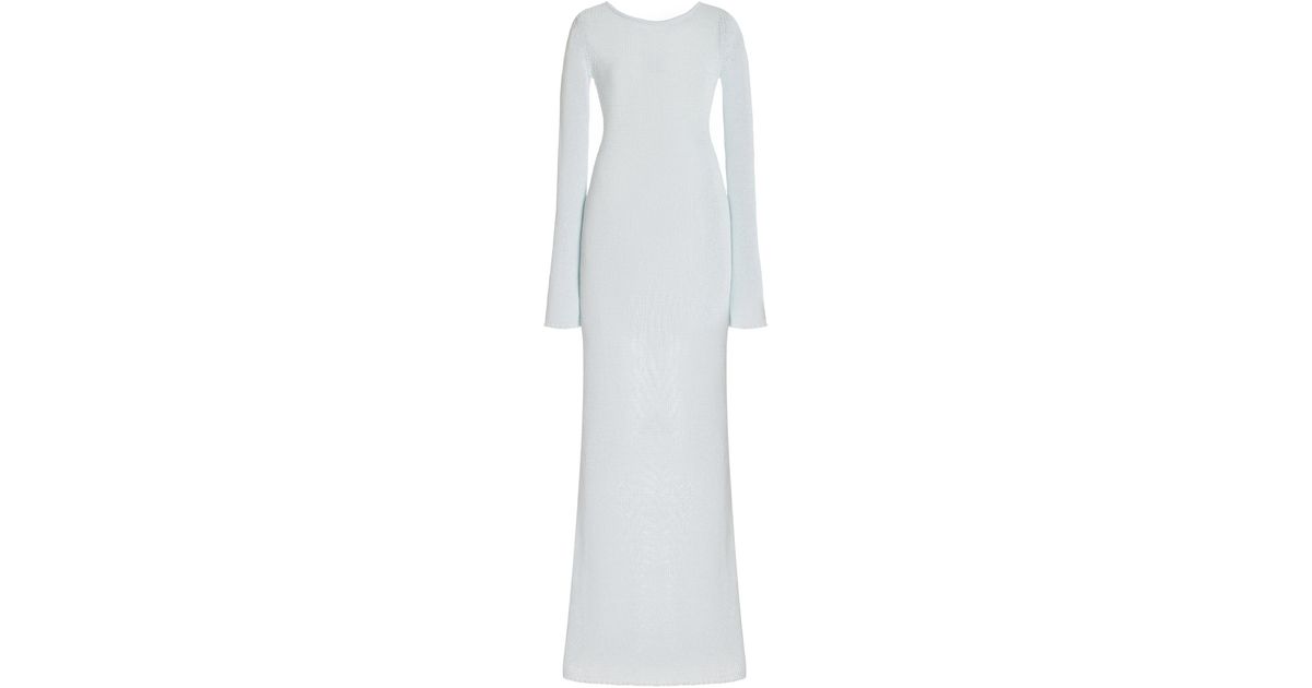 AYA MUSE Orca Knit Cotton-blend Maxi Dress in White | Lyst UK