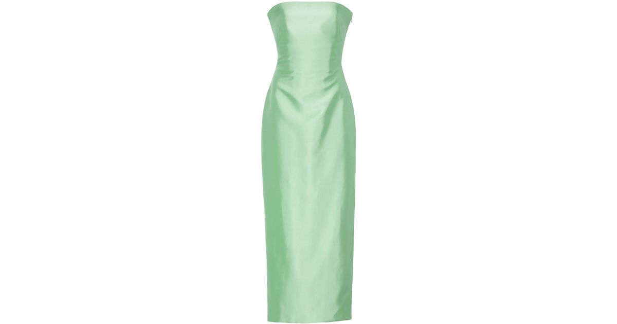 Brandon Maxwell Strapless Knotted-back Satin Cocktail Dress in Green | Lyst