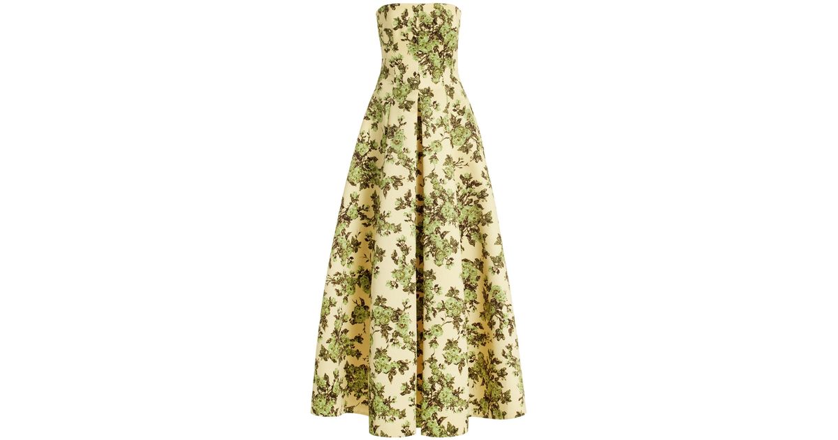 Emilia Wickstead Ragna Rose-print Taffeta-faille Dress in Yellow | Lyst