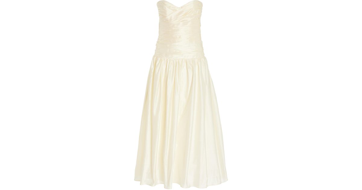 Anna October Doris Ruched Poplin Midi Dress in White | Lyst