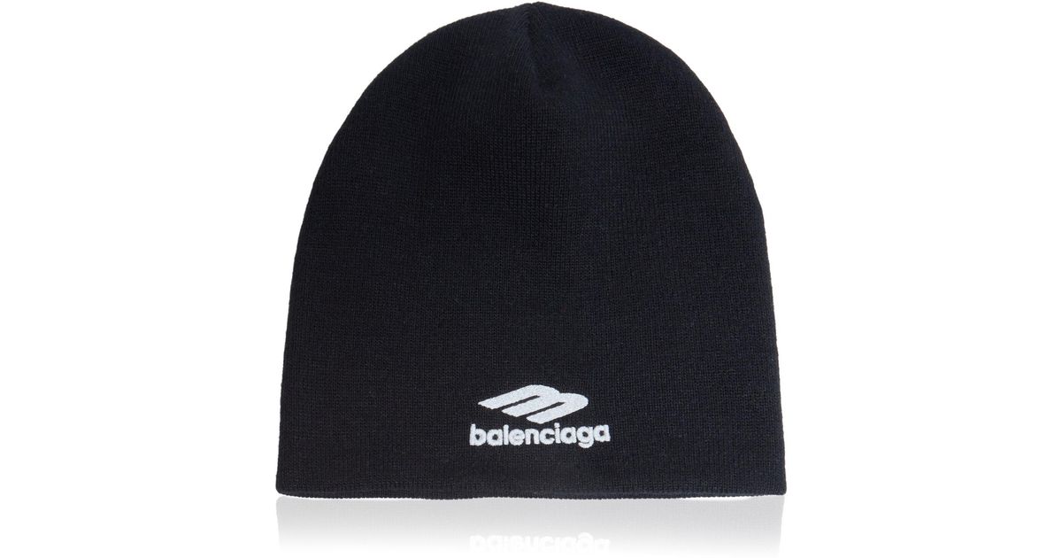 Balenciaga Ribbed Knit Beanie in Blue Lyst Australia