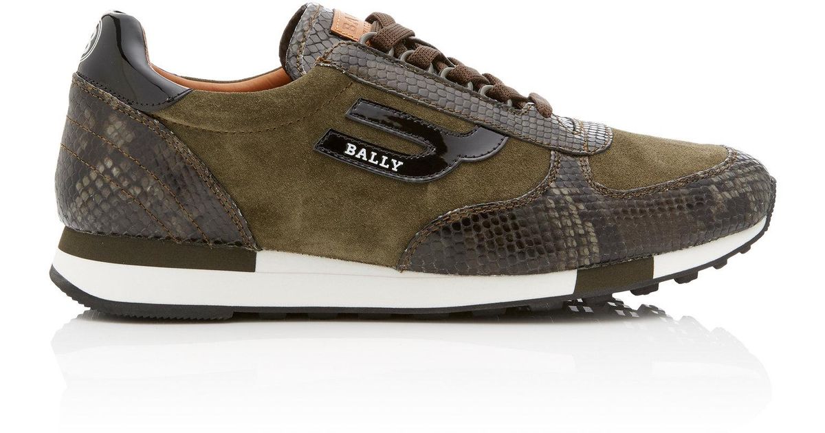Bally Gavino Snake-effect Leather Low-top Sneakers in Green for Men - Lyst