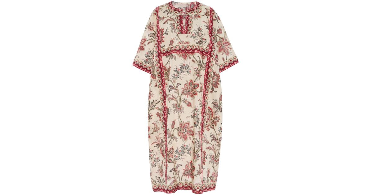 Sea Cassandra Floral Cotton Midi Caftan Dress in Pink | Lyst