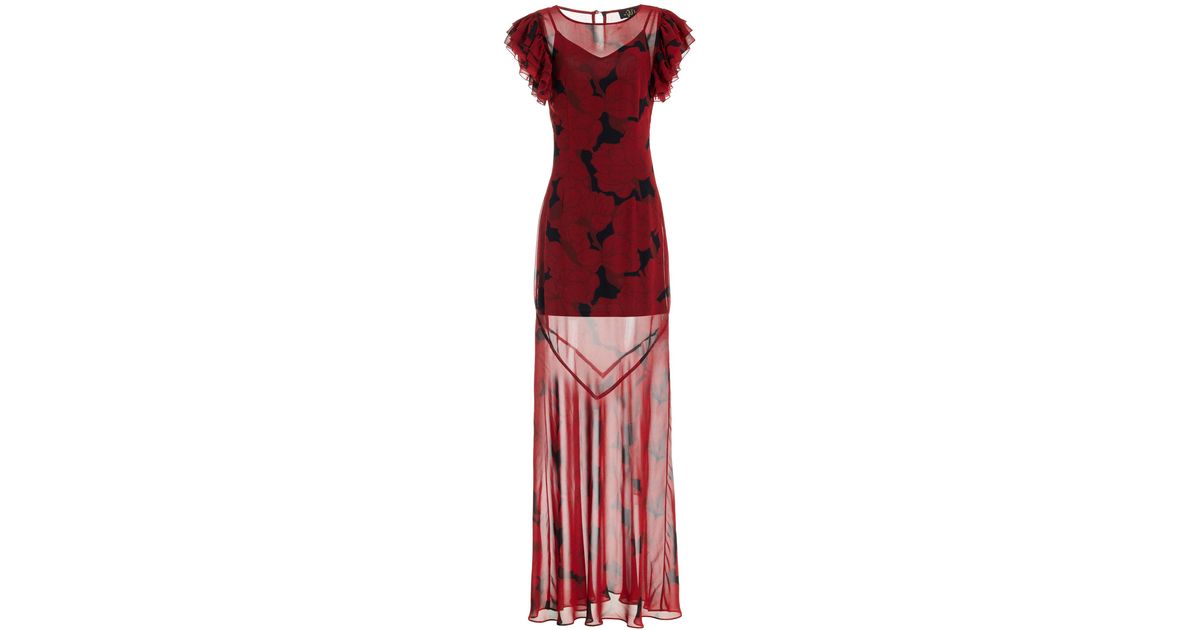 sachin and babi light blue dress Eliza J Floral Ruffle Fil Coupé Maxi Dress in Red main image 0