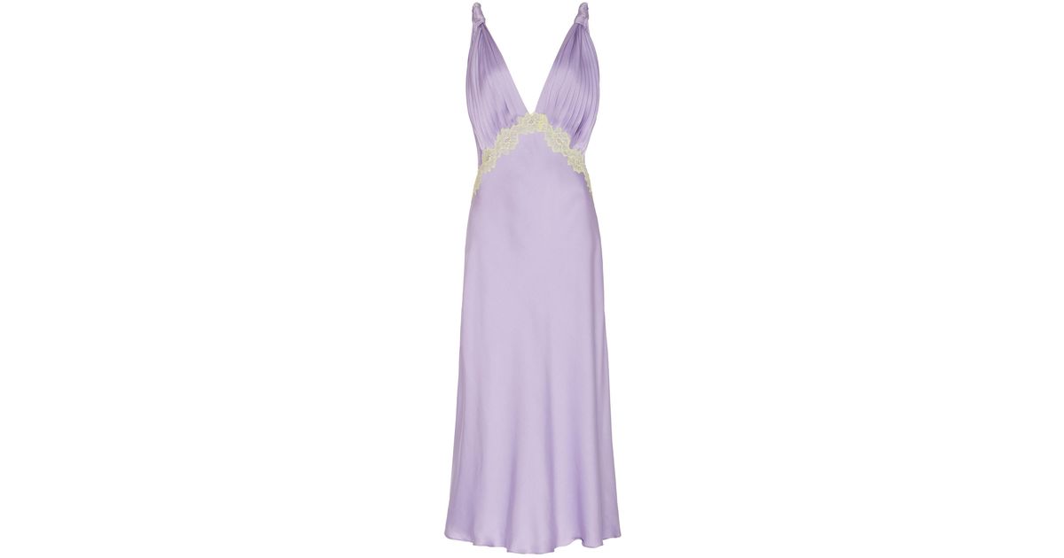 Jonathan Simkhai Kiara Lace-accented Satin Midi Dress in Purple - Lyst