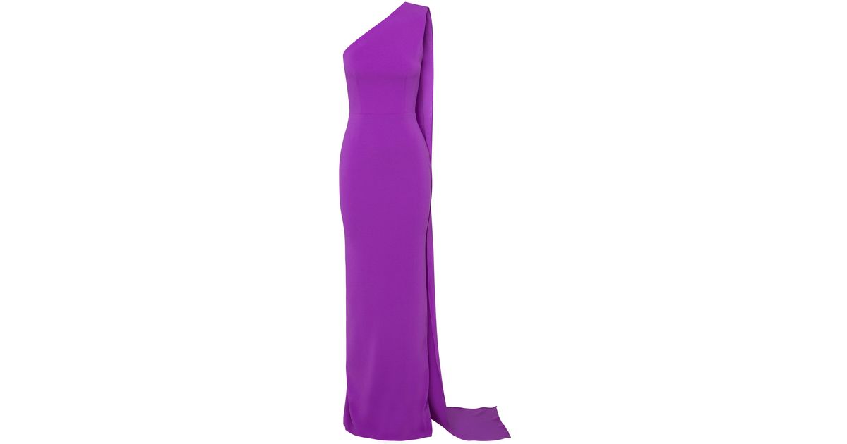 Alex Perry Jude Drape-detailed Satin Crepe One-shoulder Gown in Purple ...