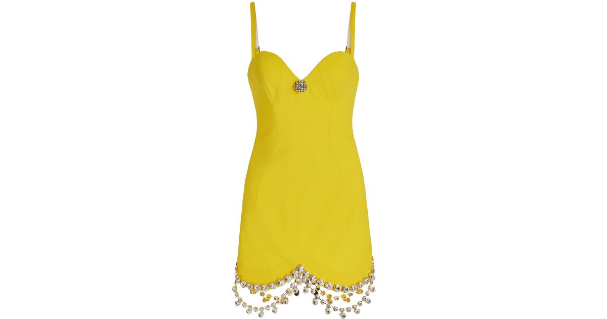 Embellished Stretch Wool Mini Dress