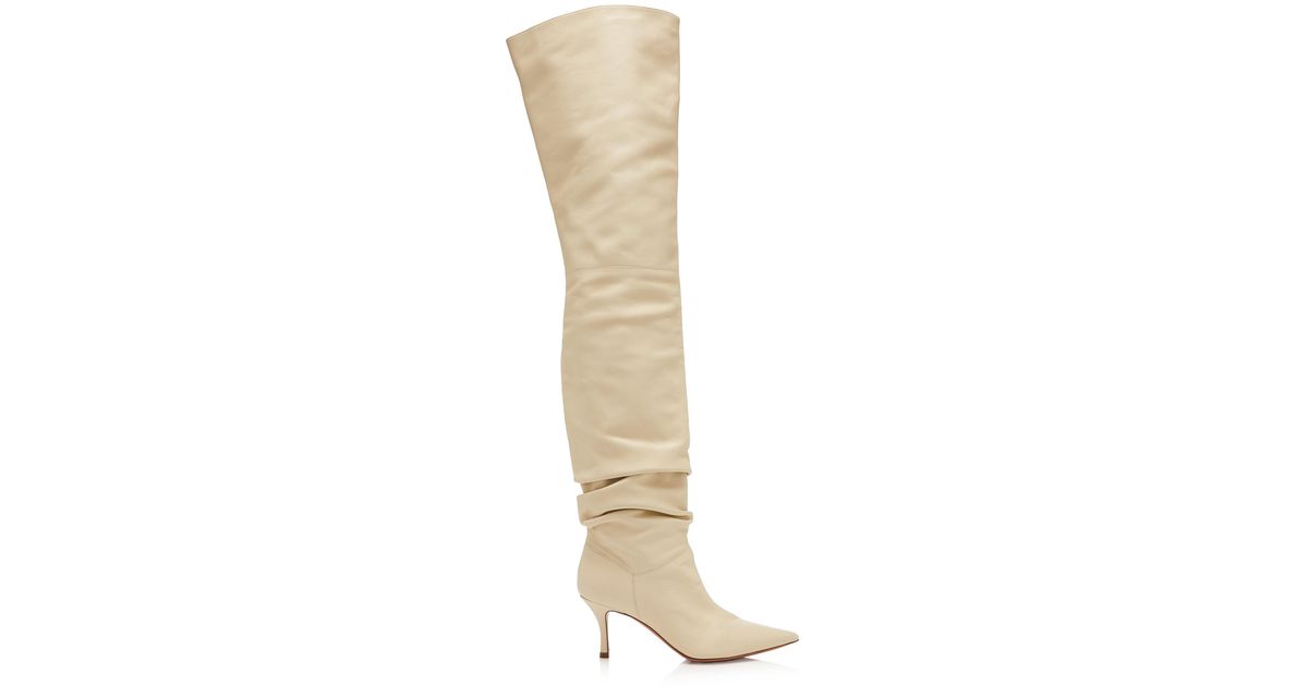AMINA MUADDI Barbara Leather Over-the-knee Boots in White - Lyst