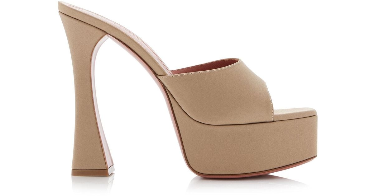 AMINA MUADDI Dalida Satin Platform Sandals in Natural Lyst