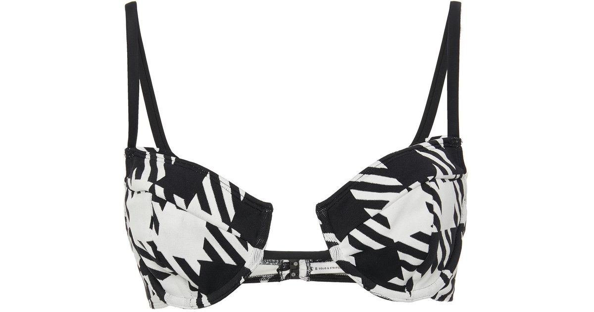 striped bikini top black and white