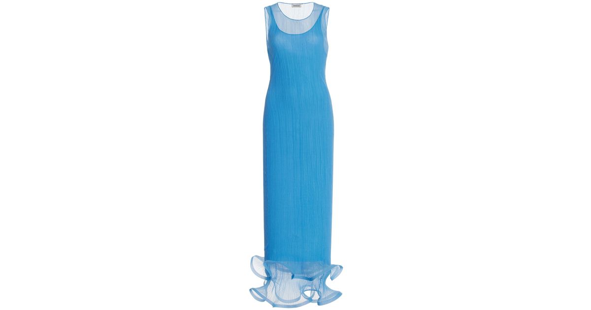 simkhai daniella ruffled midi dress Jonathan Simkhai Daniella Ruffled Chiffon Maxi Dress in Blue
