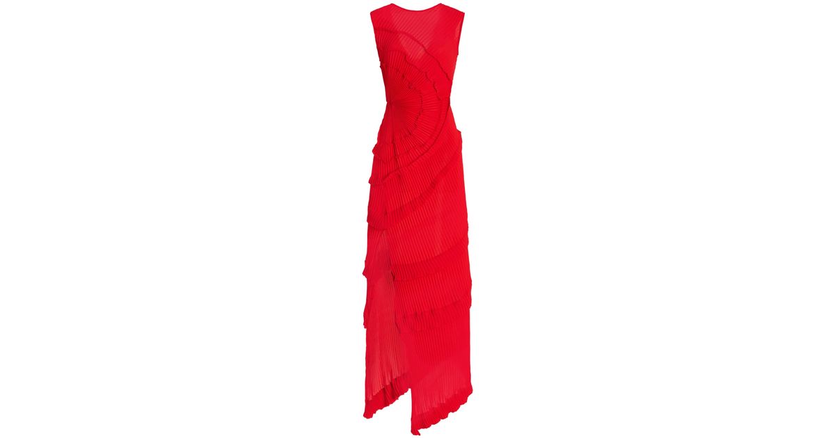 Georgia Hardinge Exclusive Opal Ruffled Pliss Jersey Maxi Dress in Red |  Lyst