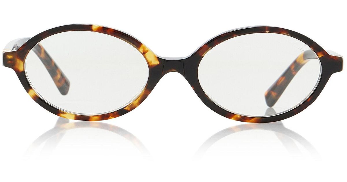 Miu Miu Tortoiseshell Round Acetate Glasses in Brown and Amber Miu Miu - MU 03YV Eyeglasses | Specs Collective main image 4