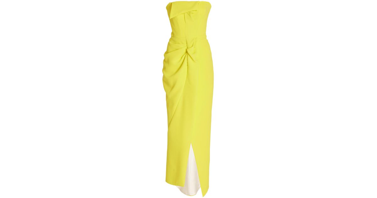 Maticevski Nightshift Draped Strapless Midi Dress in Yellow | Lyst UK