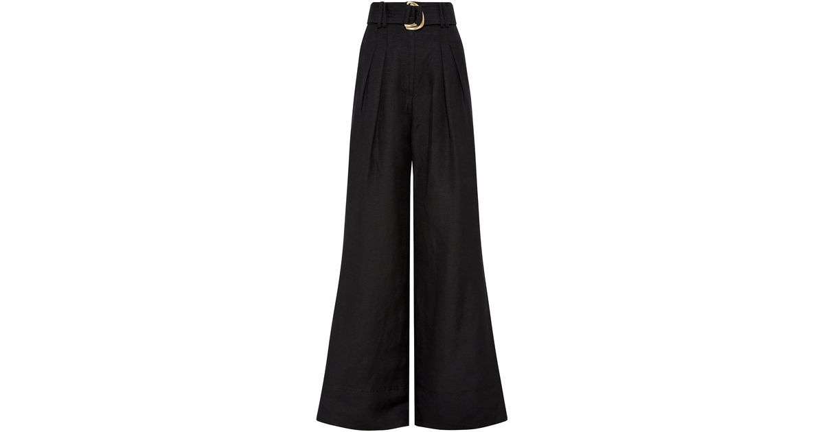 Aje. Evermore Pleated Linen-blend Wide-leg Pants in Black | Lyst Canada