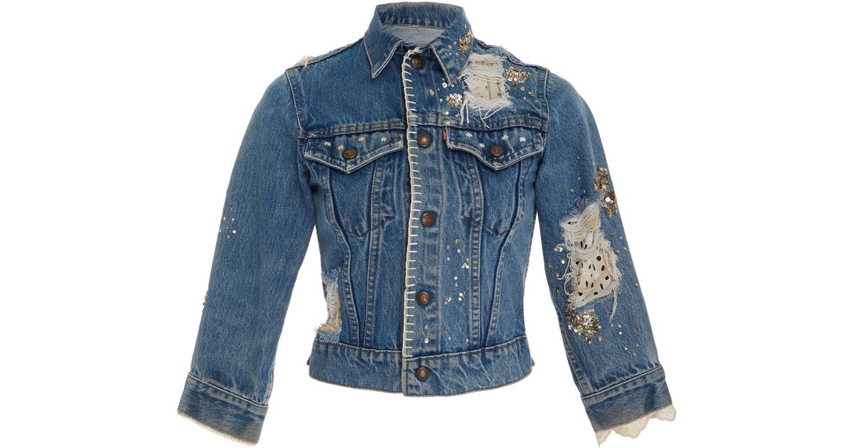 LoveShackFancy Beaded Cropped Denim 