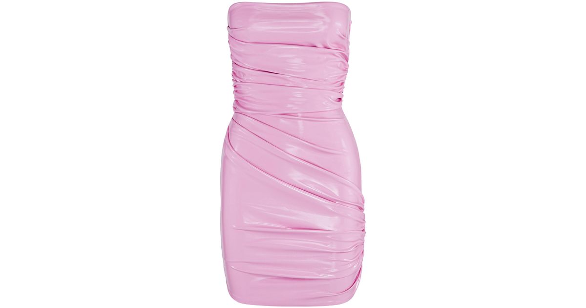 Alex Perry Exclusive Harris Ruched Vinyl Mini Dress in Pink | Lyst