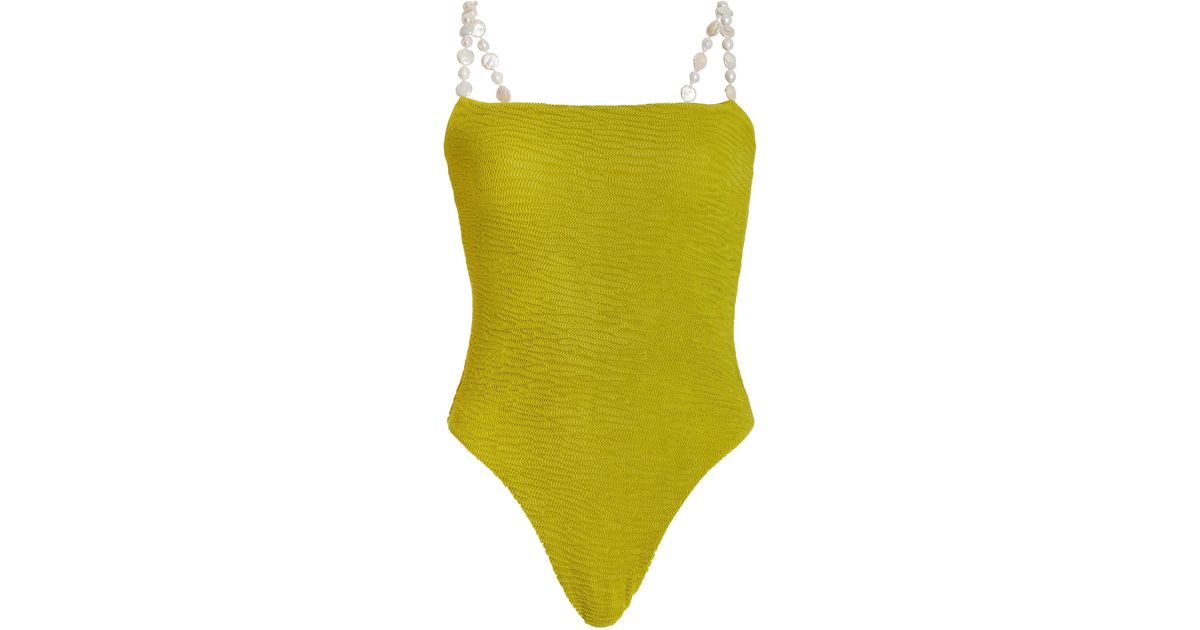 Maygel Coronel Kala Shell-embellished Crinkled One-piece Swimsuit in ...