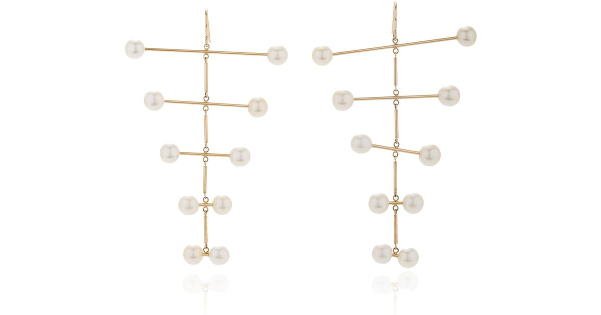Lyst Mateo Blizzard Mobile 14k Gold And Pearl Earrings In Metallic
