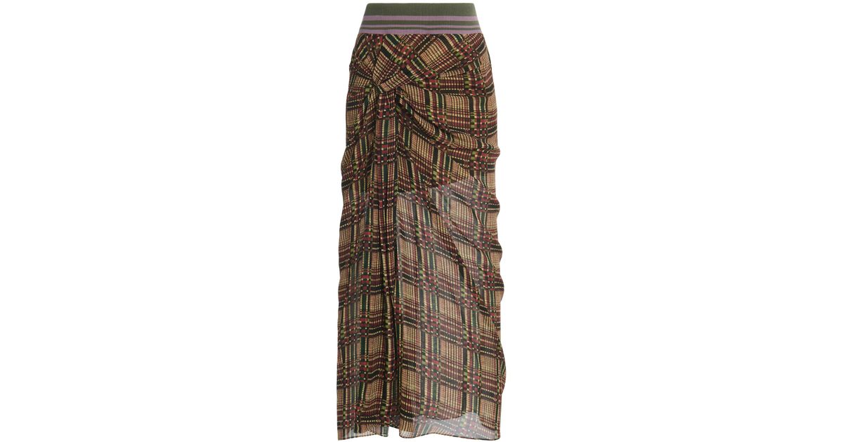 Dries Van Noten Suma Draped Midi Skirt in Brown | Lyst UK
