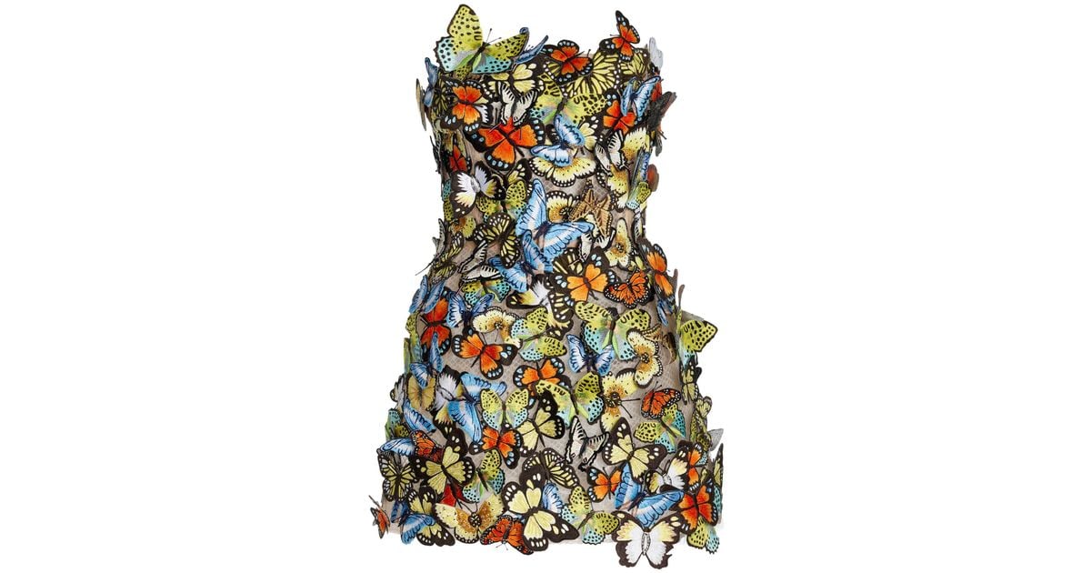 Oscar de la Renta Butterfly-embroidered Cocktail Dress Lyst UK