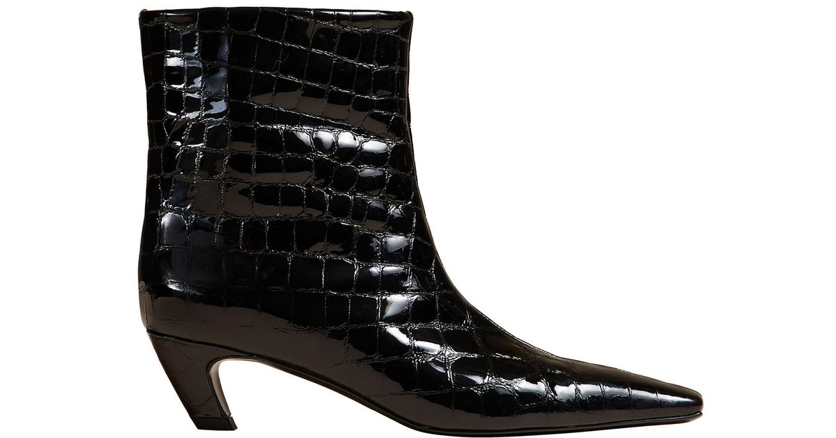 Khaite Arizona Leather Boots in Black | Lyst