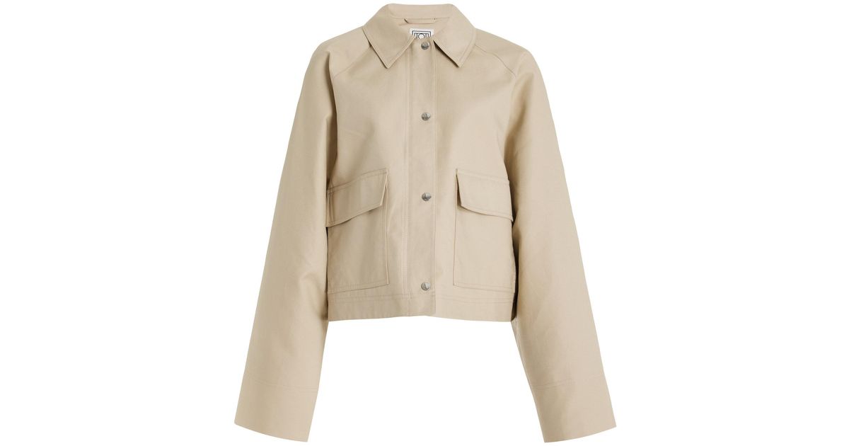 TOTEME Cropped Cotton Jacket in Natural | Lyst