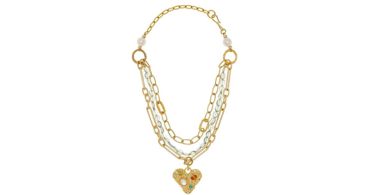 Lizzie Fortunato Treasure Trove Gold-pleated Multi-gem Pendant