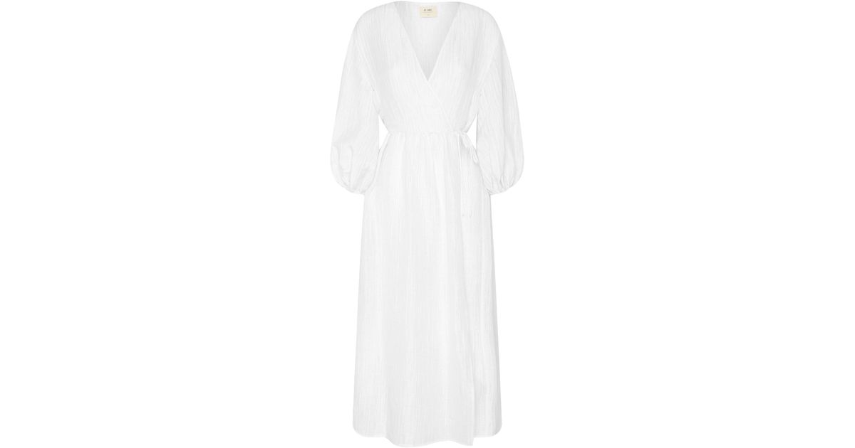 St. Agni Yoko Linen-silk Wrap Dress in White | Lyst Australia