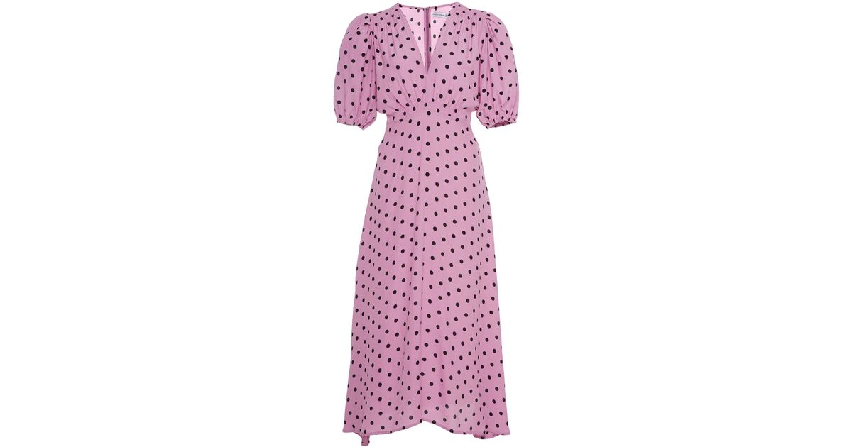 Faithfull The Brand Vittoria Polka Dot Crepe Midi Dress in Pink | Lyst